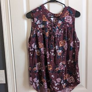 Floral Sleeveless Top - Purple
